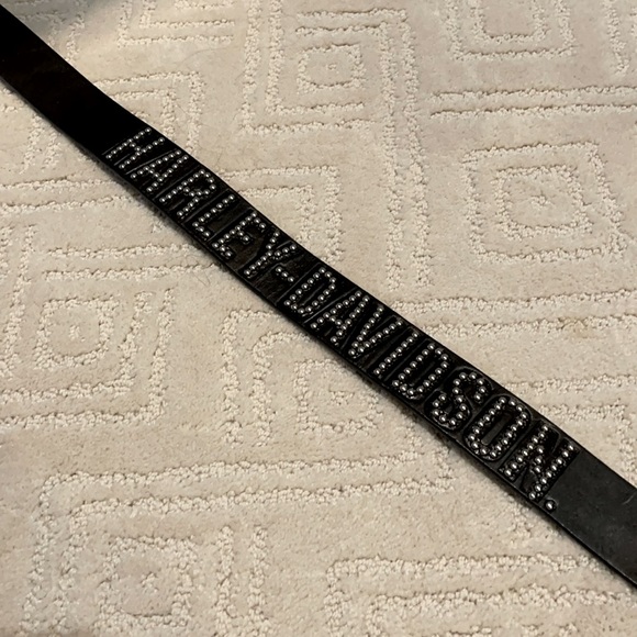 HARLEY DAVIDSON black stud belt sz 32 with statement buckle
